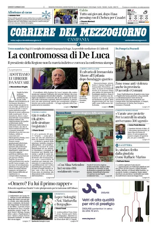 Prima-pagina-corriere del mezzogiorno-del-2025-01-09